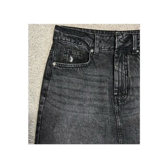 Stone Wash Black Denim Midi Skirt - Picture 4 of 9